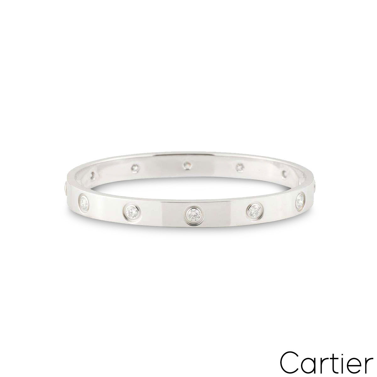 Cartier White Gold Full Diamond Love Bracelet Size 17 B6040717